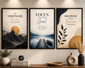 Premium Success Mindset Gallery Wall Set - Elegant Landscape & Boho Motivational Framed Art (Set of 3)