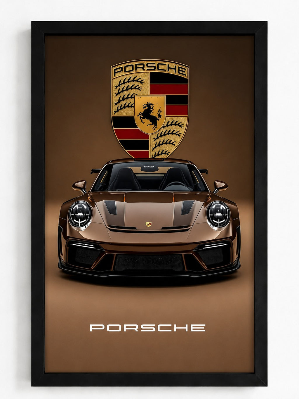 Porsche 911 GT3 RS Brown Edition Poster - Luxury Metallic Bronze Sports Car Wall Art Print