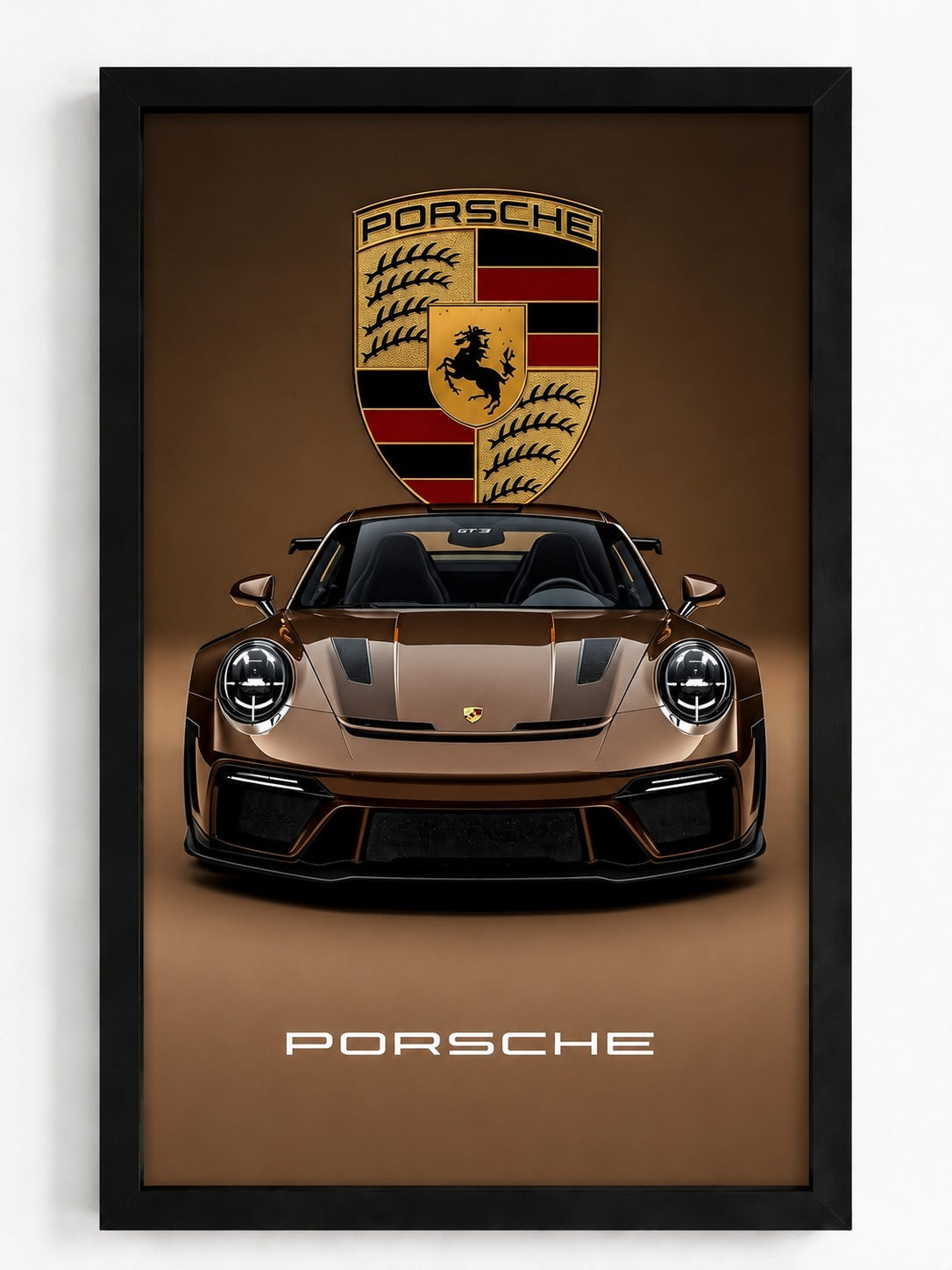 Porsche 911 GT3 RS Brown Edition Poster - Luxury Metallic Bronze Sports Car Wall Art Print