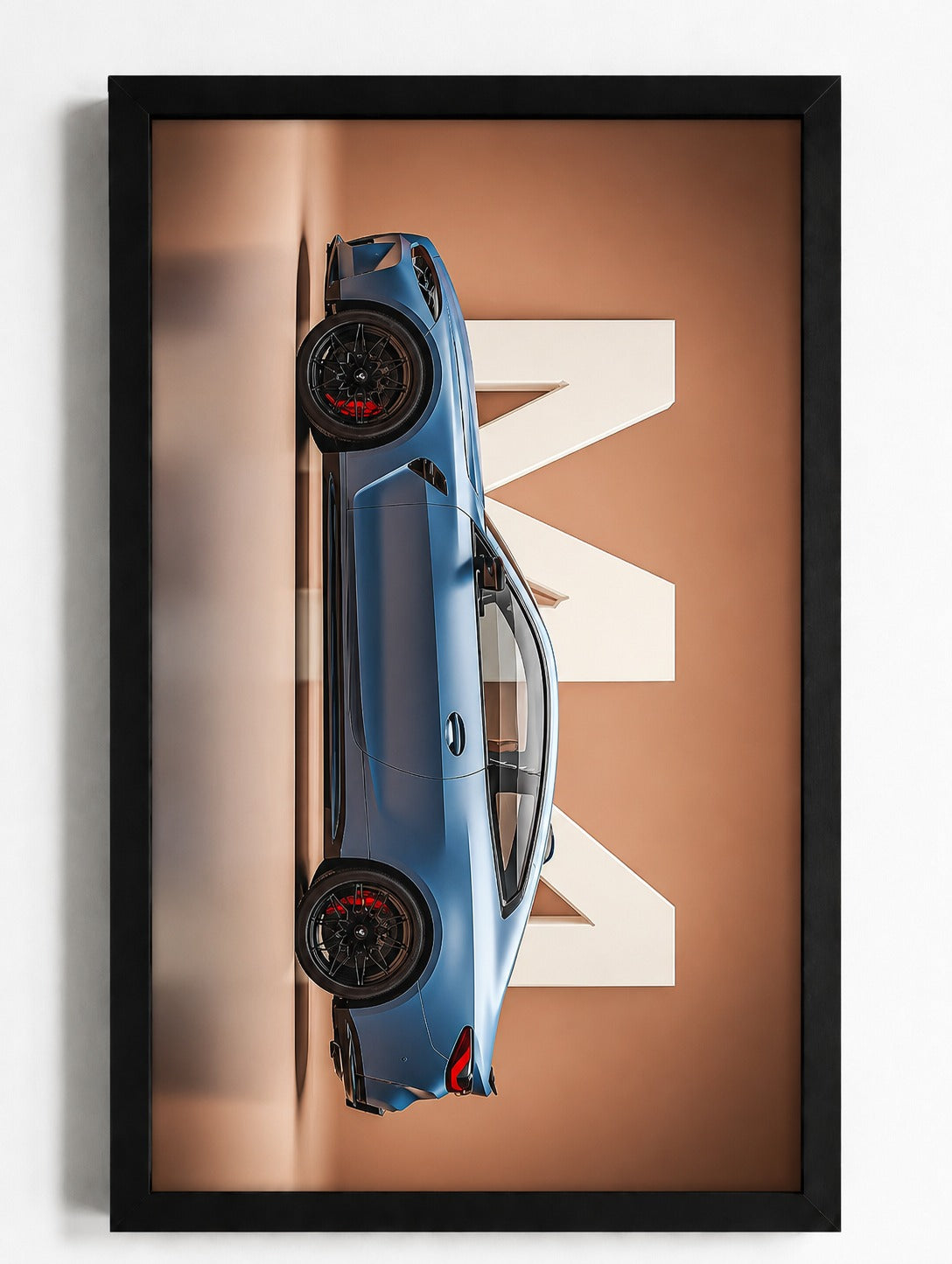 BMW M4 Competition Side Profile Poster - Minimalist Blue Sports Car Wall Art Print