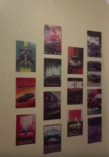 Aesthetic Car Wall Collage Kit || 24pcs (4×6inch) For Room Decoration with tissue double side tape